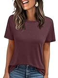 AUTOMET Summer Tops Womens Spring Short Sleeve Shirts Beach Vacation Clothes Fashion Plus Size Tshirts for Teen Girls 2025 02winered M