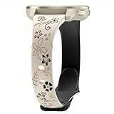 Laband 20mm Floral Engraved Watch Band Compatible with Garmin Vivoactive 6/Vivoactive 5/3/3 Music/Forerunner 570 42mm/165/55/245/645 Music, Soft Slim Silicone Cute Embossed Strap for Venu Sq 2/Venu