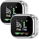 2 Packs 6-in-1 Detector, Plug-in with Magnetic Base and Backup Battery, Large LCD Display, Audible/Visual Alarms for Home, Kitchen, Garage and RV