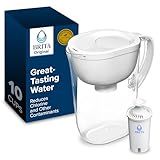 Brita Large Water Filter Pitcher for Tap and Drinking Water, Includes 1 Standard Filter, BPA-Free, Lasts Two Months, 10-Cup Capacity, Bright White