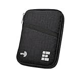 Zero Grid RFID Passport Holder & Travel Wallet, Zippered Wallet for Men & Women, Fits Passport, Cards, Cash, Tickets, ID, Sim Card; Premium & Compact Travel Document Holder - Midnight Black