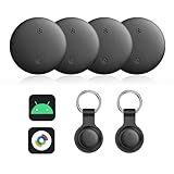 VODESON Google Find My Device Tracker 2025 - IP67 Waterproof Android Key Finder with 350ft Range, 90dB Alarm & 12-Month Battery, 4 Pack for Luggage/Wallets/Bikes (No iOS)