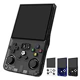 R36MAX Retro Gaming Console, Handheld Game Console with 4000mAh Battery 4.0”IPS Screen, Open Source Linux System, 64GB TF Card Portable Pocket Arcade, Transparent Black