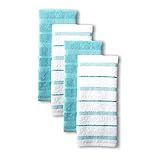 KitchenAid Albany Kitchen Towel 4-Pack Set, Aqua/White, 16"x26"