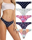 Seamless Women Underwear Thongs Multipack,No Show Ladies Thong,Invisible No Line Breathable Comfortable Panties Undies,Womens No Seam Soft Wide Gusset Tanga,Microfiber Legging Underpants,5-Pack