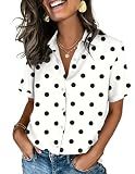 Zeagoo Shirts for Women Button Down Short Sleeve Blouses 2026 Polka Dot Top