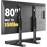Universal Table Top TV Stand Base for 24-80 inch LCD LED TVs, TV Legs with Height Adjustment and Cable Management Hold up to 150lbs, Max VESA 800x500mm, Black