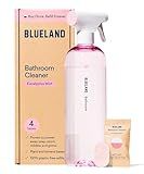 BLUELAND Bathroom Cleaner, Starter Set, Eucalyptus Mint Scent, Spray Bottle with 4 Refill Tablets, Eco-Friendly Cleaning Supplies, 4 x 24 Fl oz