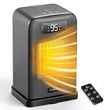 FLANUR Space Heaters for Indoor Use, 1500W Small Desk Heater with Remote, Thermostat, 4 Modes, 12H Timer, LED Display, Safety Protection, 70° Oscillating Heater for Office Bedroom Home (Black, 1Pack)