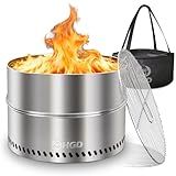 HGD 20 inch Smokeless Firepit Outdoor, Portable Smokeless Fire Pit for Camping with Travel Bag, Stainless Steel Wood Burning Stove for Backyard & Patio, Easy Setup & Compact Storage