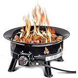 Outland Living Firebowl Smokeless Fire Pit, Round Outdoor Portable Propane Gas Fire Pit with UV and Weather Resistant Durable Cover, 24-Inch Diameter 58,000 BTU, Black, 883 Mega, For Outside Use