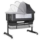 YADAQE Baby Bassinet, Baby Basinet Bedside Sleeper, Easy to Fold Portable Crib Side Bassinet 2025new Style Girl/boy bassinets (Dark Gray)