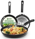 Utopia Kitchen Nonstick Frying Pan Set 3 Piece 8 9.5 11 Inch PFOA Free Grey