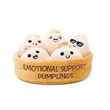 Emotional Support Dumplings by Relatable, Cuddly Stuffed Animals and Toys, Squishy Toys and Plushies, Great Gift Ideas for Loved Ones of All Ages, Includes 5 Plushies with Carrying Basket