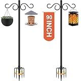 RCUICA Double Shepherds Hooks for Outdoor,2 Pack 90 Inch Bird Feeder Pole with 5 Prongs Base,Heavy Duty Shepherds Hook,Suitable for Garden in Hanging Flower Basket,Lantern,Bird Nests (90 Inch)