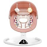 Baby Swings for Infants, Pink Infant Swing with 5 Speeds, 12 Soothing Melodies, Bluetooth & Remote Control, Portable Baby Swing for Indoor and Outdoor (Pink)