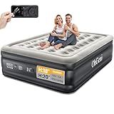 OhGeni Queen Air Mattress with Built in Pump, Inflatable Blow Up Mattress 18 Raised Comfort,Upgraded Surface Portable Mattress, Air Bed for Camping, Home and Guest, Colchone Inflable, 650 lbs Max