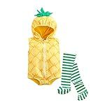 VISGOGO Baby Halloween Costumes Toddler Infant Boy Girl Avocado Pineapple Outfits Hooded Romper Jumpsuit Legging (Yellow, 12-18 Months)