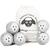 Budieggs Wool Dryer Balls Organic XL 6-Pack, 100% New Zealand Chemical Free Fabric Softener for 1000+ Loads, Baby Safe & Hypoallergenic, Reduce Wrinkles & Shorten Drying Time Naturally (Grey Sheep)