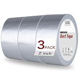 XUXU 3 Pack Duct Tape Heavy Duty Waterproof, Strong Adhesive Silver Duct Tape Bulk for Indoor Outdoor Repairs Tear by Hand, 60 Yards x 2 Inch Total