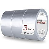 XUXU 3 Pack Duct Tape Heavy Duty Waterproof, Strong Adhesive Silver Duct Tape Bulk for Indoor Outdoor Repairs Tear by Hand, 60 Yards x 2 Inch Total