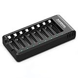 POWEROWL 8 Bay AA AAA Battery Charger, USB High-Speed Charging, Independent Slot, for Ni-MH Rechargeable Batteries, No Adapter
