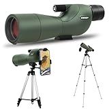 NWDEY 25-75X60 Spotting Scope with 51in Tripod, Spotting Scope for Target Shooting, Hunting & Bird Watching, Low Light Vision, Phone Adapter, Carry Bag, BAK4 Prism, FMC Lens, Waterproof (ArmyGreen)