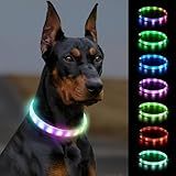 Joytale Light Up Dog Collar, Rainproof and Rechargeable LED, 9 Flashing Modes, Glow for Night Walking, Cuttable Soft Silicone Collar for Large Medium Small Dogs, 27.5 Inch