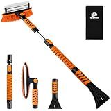 METOWARE 44'' Snow Brush and Ice Scrapers for Car Windshield, Extendable Snow Brush for Car with Ergonomic Foam Grip and 360° Pivoting Brush Head for Car SUV Truck
