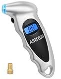 AstroAI Digital Tire Pressure Gauge 0-150PSI, Accurate in 0.1 Increments, Tire Repair Tools with Backlit LCD and Presta Valve Adaptor Included, 4 Units of Measurement for Car Truck Bicycle, Silver