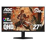 AOC 27" QD OLED Gaming Monitor, QHD 2560x1440, 240Hz, 0.03ms GtG, G-SYNC Compatible, HDR Ready, DisplayPort, HDMI, VESA Mountable, Console Gaming Ready, Q27GAZD