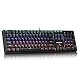 wegear Mechanical Gaming Keyboard with Blue Switch, 104-Key Full Size RGB Backlit Wired Keyboard（11 Modes, Anti-Ghosting, Double-Shot ABS Keycaps, Lighted Computer Key-Board for PC Windows-Black