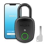 Prezlock Smart Fingerprint Padlock with Key, Biometric Padlock with APP, Suitable for Outdoor and Heavy Duty, IP65 Waterproof.