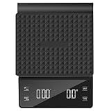 NKOVE Digital Coffee Scale with Timer, 3kg/0.1g High Precision Espresso Scale, Tare Function, 99‘59“ Max Count-Up, 3 Units (g/oz/ml), Battery Powered, Waterproof, Backlit LED for Pour Over & Espresso