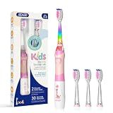 SEAGO Kids Electric Toothbrush, Timer, LED Light, AAA-Powered, 4 Heads