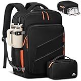 MATEIN Personal Item Backpack with Shoe Compartment Detachable, Airline Approved Carry On Backpack for Travel with Electronics Case, Water Resistant Lightweight Luggage Bag Fits 17 inch Laptop, Black