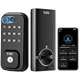 Keyless Entry Smart Door Lock with Code Electronic Fingerprint Keypad Deadbolt Lock for Front Door, Built-in WiFi, App Remote Control, Alexa & Google Voice Control, IP54, 10 Months Battery, Auto Lock