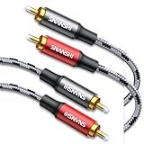 SNANSHI RCA Cables 5ft, 2 RCA Male to 2 RCA Male Stereo Audio Cable, Nylon Braided Dual Shielded with Gold-Plated Connectors for Amplifier, Receiver, Speaker, Home Theater