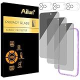 Ailun 3 Pack for iPhone 17 Pro Max Privacy Screen Protector [6.9 inch]+ 3 Pack Camera Lens Protector with Installation Frame,Dynamic Island Compatible,Anti Spy Tempered Glass[9H Hardness]-HD