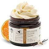 Hearth & Homestead Whipped Beef Tallow for Skin & Face - 100% Grass Fed, Eczema Cream & Body Butter, Organic Olive Oil, Calendula & Rose, Lotion & Hand Moisturizer for Dry Skin, Vanilla Orange, 1.3oz