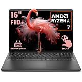 Dell 16 Inch FHD+ Touchscreen AI Powered Laptop, AMD Ryzen 7 170, 64GB DDR5 RAM, 1TB PCIe SSD, 16 Tops NPU, Office 365, WiFi 6, Backlit KB, Lightweight for Professionals & Students, Windows 11 Home