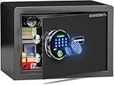 KornerBatl Smart Biometric Safe with Fingerprint Lock (9.84"D x 13.78"W x 9.84"H), Small Safe Box with Silent Mode & Backlit Keypad & LED Light, Valentines Day Gifts for Men Women