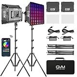 GVM RGB Photography Lighting Kits with 2 Softboxes, 880RS 60W Studio Lights with Bluetooth Control, 2 Packs Video Light with 18 Lighting Scenes, led Panel Lights for Video Recording, 8330lux/0.5M