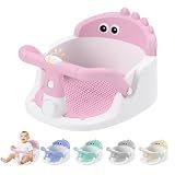 Baby Bath Seat for Babies 6 Months & Up Sitting Up | 360° Stable Toddler Bath Chair with One-Touch Button | Baby Bath Tub Seat with Suction Cups | Open Design, Compact, Detachable, Non-Slip (Pink)