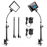 Dazzne 2Pack Streaming Key Light, LED Video Light Dimmable Bi-Color 3200-5600k Video Conference Lighting with Gooseneck Tubes Desk Light for Stream/Podcast/Gaming/Zoom Meetings/Broadcast/YouTube