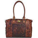 VALENCHI Genuine Real Leather Tote Bag/Purse For Women - Flower Embossed Design