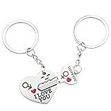 Meyerascal Heart Keychain Couple, Matching Keychain Set 2Pcs for Boyfriend Girlfriend. Perfect Gifts for Valentine's Day, Birthday. (Heart&Key)