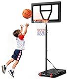 Yohood Kids Basketball Hoop Outdoor Height Adjustable 3-7 FT, Portable Basketball Goal System for Kids Youth Teens in Backyard/Driveway/Indoor, Shatterproof Backboard and Fillable Stable Base