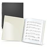 CRANBURY Sheet Music Folder 8.5x11 - Dual Use Music Holder (Black), Store Pages Inside 24 Protective Sleeves or Annotate Exposed Pages, Music Binder with Spiral Binding Stays Opens and Lays Flat