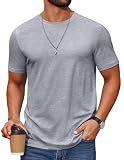 COOFANDY Men's Casual T Shirts Short Sleeve Crew Neck Tee for Work Weekend Daily Wear Light Grey